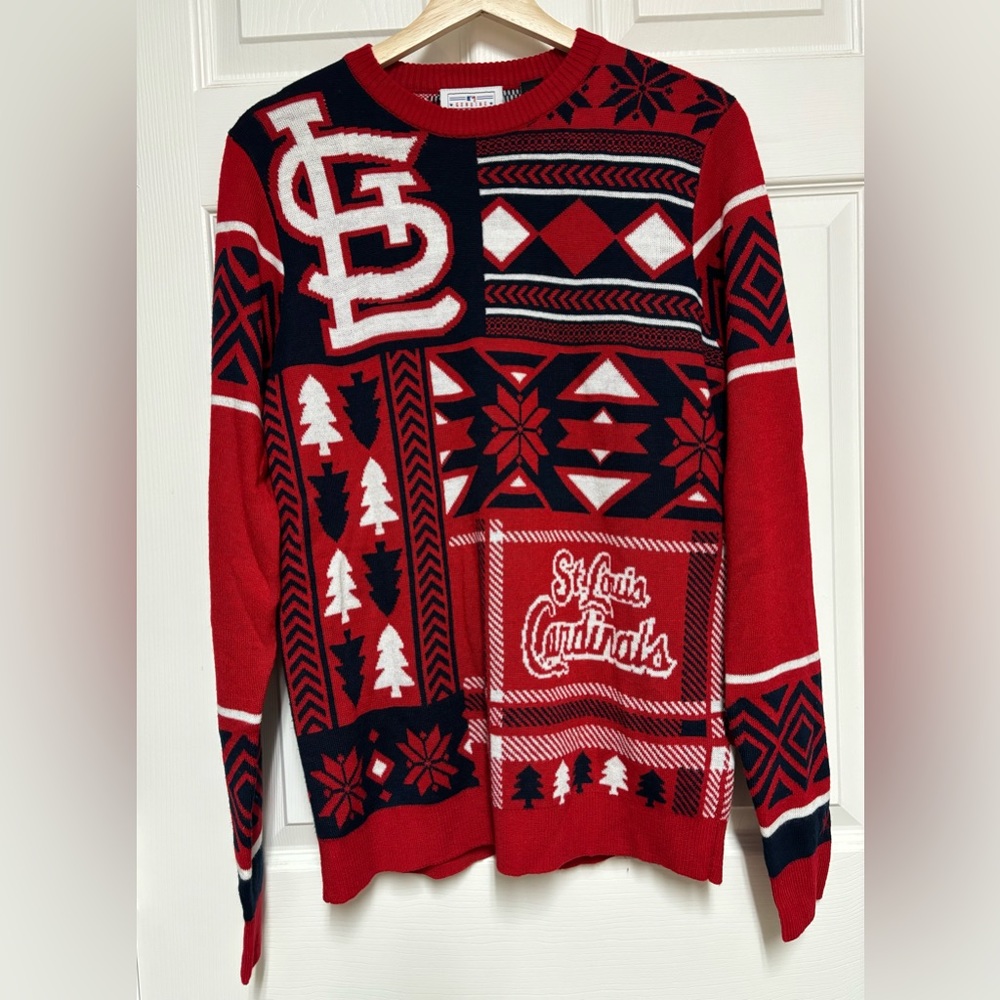 Klew MLB ST.Louis Cardinals Patches Crew Neck Ugly Sweater Size S